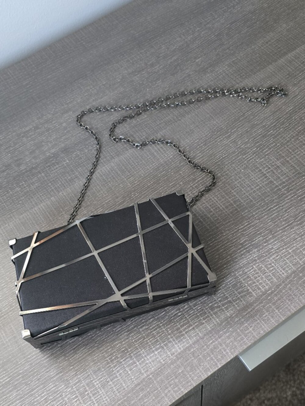 Jessica McClintock Gunne Sax Harvey Metal Frame Box Clutch Handbag Geometric